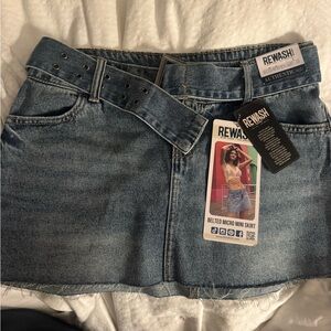REWASH Denim Mini Skirt in Indigo Blue